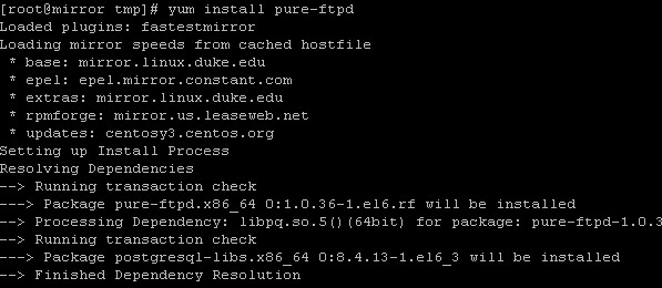yum install pureftpd