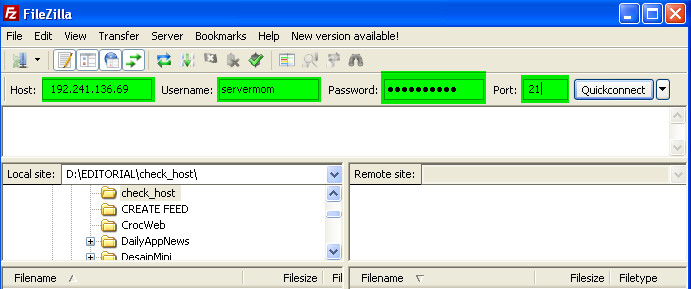 using filezilla