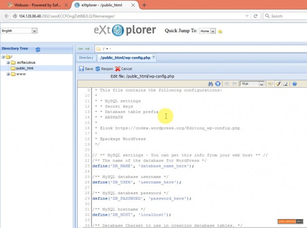 file editor wp-config