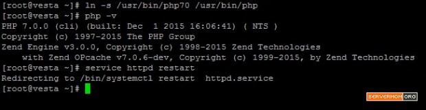 vestacp php 70 success