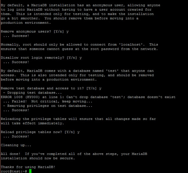 secure setup mariadb