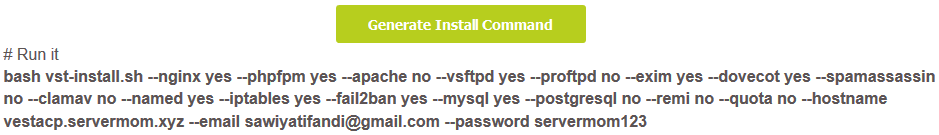 sample install command
